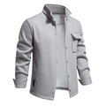 Macro view of light grey waffle texture fabric and front chest pocket on jacket - XL / Light Gray