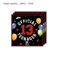 Official Teenager 13th birthday party paper napkins set of 20 with red and black design - Teenager Theme Black & Red Napkins