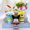 Group of Sanrio character squishy toys including Hello Kitty and Kuromi in dessert cups - Cartoon Character Cup Style 12cm