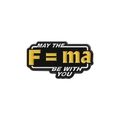 Spilla smaltata nera con formula fisica gialla MAY THE F = ma BE WITH YOU - Stile Formula Seconda Legge di Newton (QHXZ3457)