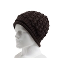 Dark brown knit beanie for men and women featuring embossed diamond textured pattern - Adjustable / Coffee