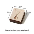 Walnut wood and beige velvet necklace pendant stand for elegant jewelry display - Walnut Pendant Display Stand - Beige Velvet