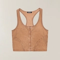 Close-up of the vintage faded button-up racerback vest with a soft textured finish - S / Faded Desert