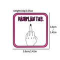 Pink feminist enamel pin with Mansplain This text and middle finger gesture 3.6cm - Middle Finger Mansplain This
