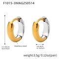 Two-tone silver and 18K gold plated stainless steel hoop earrings with size dimensions - Two-tone (F1015-3)