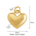 Polierter goldener Herzanhänger für DIY-Schmuck, Maße 16x13 mm und 2,62 g Gewicht - 3D Herz Anhänger (M611541-Gold)