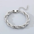 Polished silver chunky twist chain bracelet made of durable stainless steel for men and women - Steel Color (KB203018-Z)