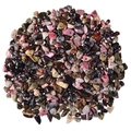 DIY jewelry beads set with natural irregular 5-8mm pink and black crushed stone - Rhodonite