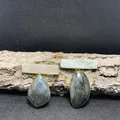 Pendaglio in labradorite e agata druzy placcato oro 14K su una base di corteccia - Combinazione di Pietre Naturali
