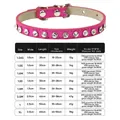 Guía de tallas de collar rosa de cuero para mascotas con detalles de diamantes brillantes - Rosa rojo