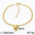 Gold stainless steel bead chain bracelet with 8mm ball charm and 190mm length detail - 8mm Gold Bracelet (KB167256-Z)