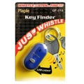 Blue whistle key finder with LED light and metal keyring in retail packaging - Blue (Card Package)