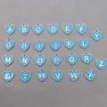 DIY set of 26 light blue enamel heart-shaped alphabet charms with golden metal borders - Heart Alphabet Set (DY147) / Set of 26 / Style 17 Heart Blue