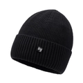 Classic black ribbed knit beanie with NY gothic letter patch for men and women - One Size / Black
