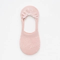 Women's pink no-show lace socks with breathable mesh design and non-slip heel grip - Lace Low Cut Invisible Socks / Pink