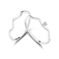 Set van twee S925 sterling zilveren golfringen met zirkonia en minimalistisch design - US 6 / Witgoud