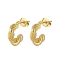 Minimalist 14K gold plated S925 sterling silver twisted hoop earrings with hallmark - Twisted Loop Earrings / 14K Gold Plated