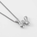 Silver metallic balloon bubble letter W pendant necklace with a polished finish - Steel Letter W