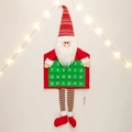 Kerstman adventkalender van stof met 24 groene zakjes voor feestelijke wanddecoratie - Kerstman