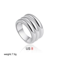 Minimalist silver multi-layer band ring in US size 8 featuring a high-polished finish - US 8 / Triple Layer Silver (T302)