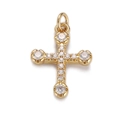 Hip-hop style gold plated cross pendant necklace with clear cubic zirconia stones - Star-Point Zirconia Cross Pendant