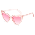 Pink heart-shaped sunglasses with glitter frame and gradient lenses for women - Glitter Pink