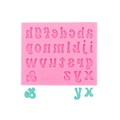 Pink silicone alphabet mold for DIY fondant and chocolate with sample green letters - 3# Lowercase Letters / Pink