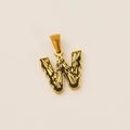 18k vergoldeter Edelstahl Buchstabe W Anhänger mit schwarzer Emaille-Struktur - Buchstabe W Anhänger