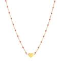 Collier cœur doré avec perles roses douces et chaîne en or élégante pour femme - Rose rouge