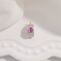 Chiusura per ciondolo in argento S925 dorato con gemma rosa su seta bianca - Strass Rosa Rosso / Argento