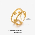 18K gold plated stainless steel star ring with double beaded band and adjustable size - Double Layer Beaded Open Style / Gold Five-Pointed Star Ring