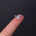 Iridescent heart stud earring with micro-bead edges and secure screw back closure - White Iridescent Style (306-1#)