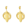Modernos pendientes geométricos dorados con colgantes circulares y ovalados minimalistas - Estilo pulido redondo y ovalado dorado (KE23604-D) / Dorado