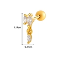 Gold plated stainless steel cartilage stud with marquise cubic zirconia 1.14cm height - 5# Gold - Three Marquise Row