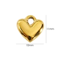 Vue détaillée d'un petit pendentif cœur doré avec dimensions de 11 mm par 10 mm - Petit Coeur Poli