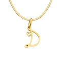 18K gold letter D pendant necklace with heart detail and snake chain for women - Letter D / Gold