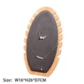 Bamboo wood necklace display stand with grey velvet liner measuring 16x26x7cm - Banana Leaf Grey Velvet