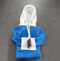 Blue and white hoodie car gear shift cover with drawstring in high-quality knit fabric - Blue & White Patchwork with Eyelets