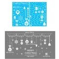 White Christmas window stickers featuring Merry Christmas text, elk and snowflakes motifs - XC028