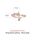 Rose gold cat shaped 925 silver ring blank with adjustable band for 5x7mm stone - Rose Gold (Stone 5*7mm)