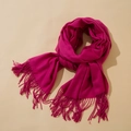 Classic rose red cashmere-like scarf with soft fringe tassels for women in autumn - Rose Red