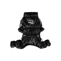 Black glossy winter dog coat with Hello World embroidery and warm four-legged design - S / Black