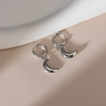 Minimalist silver moon drop earrings in polished stainless steel for women - Steel Color - Moon Shape