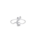 S925 sterling silver chain ring featuring a micro-pave moon pendant with white zircons - Adjustable Open / Moon Shape Style (RHR1189)