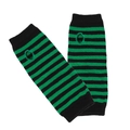 Knitted arm warmers with black and green stripes featuring thumb holes for kids - One Size / Black And Green Striped (23)