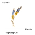 Elegant wheat stalk brooch with blue and yellow crystals on a gold metal base - Top Blue Bottom Yellow Wheat Style (MM-BR-上蓝下黄-3629-BL/YL2)