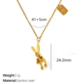 Mechanical rabbit necklace in gold finish made of durable stainless steel for women - Gold