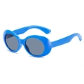 Retro-Ovale Sonnenbrille für Kinder mit blauem Rahmen und dunklen Gläsern - Blauer Rahmen Graue Linsen