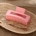 Matte pink rectangular claw clip for women's hair styling in a minimalist square design - 8.5CM Pink