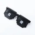 Black pixelated sunglasses with white Man-Heng characters in Thug Life style - Arrogant Style